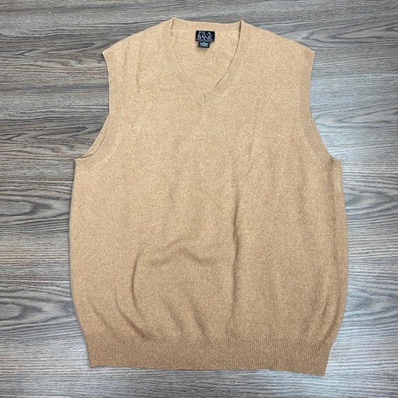 Bank Solid Tan Cashmere Sweater Vest Xl 